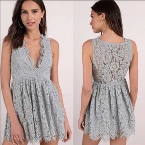 NWT Tobi Lauren Lace Skater Dress Gray